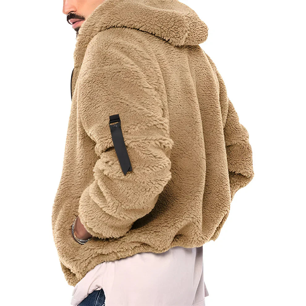 Men’s sherpa fleece jacket warm cosy zip-up – men