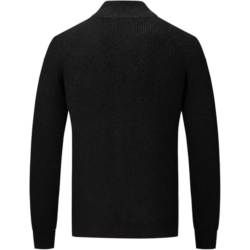 Men's warmer zip-up ribbed knit sweater - men