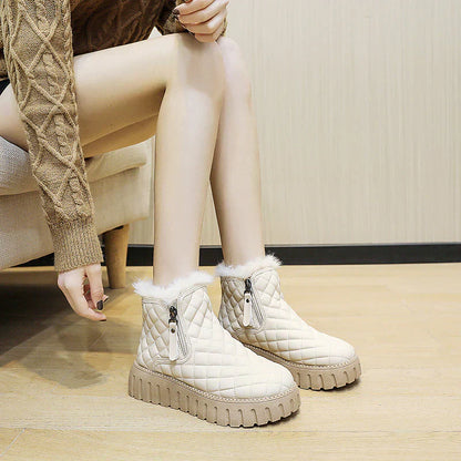 Warm platform side-zip boots – women