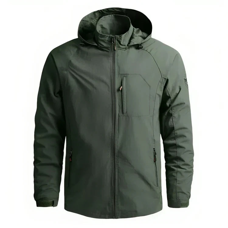 Men's outdoor softshell jacket with hood – weatherproof & flexible