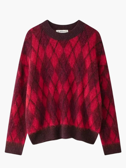 Zelda vintage red argyle knit sweater – women