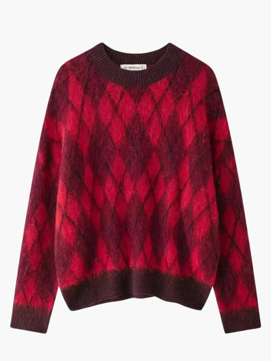 Zelda vintage red argyle knit sweater – women