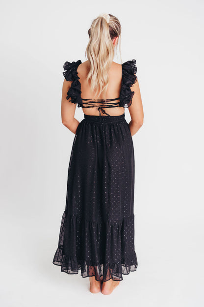 Ingrid Embroidered Maxi Dress in Black Dots