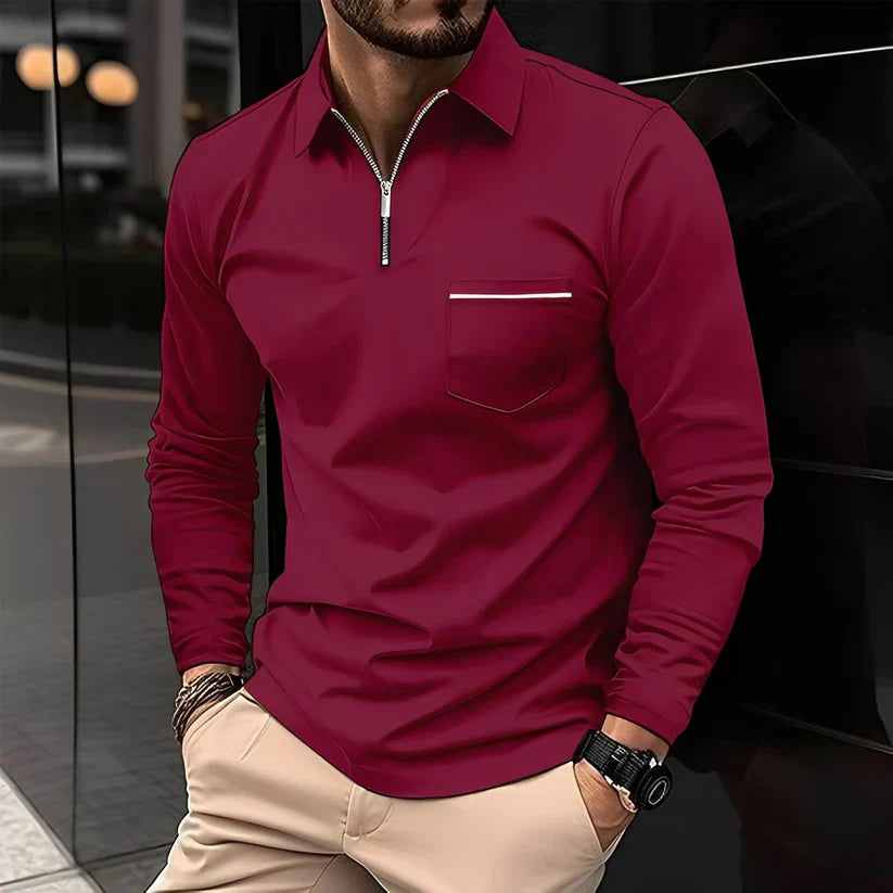 Florent long-sleeve polo with zip – men