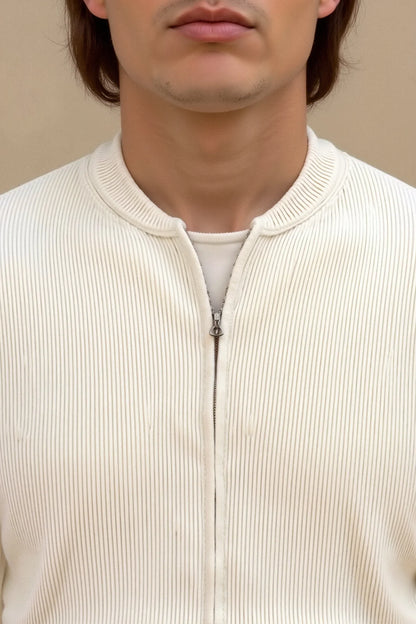 Elegant minimalist zip knit cardigan – men
