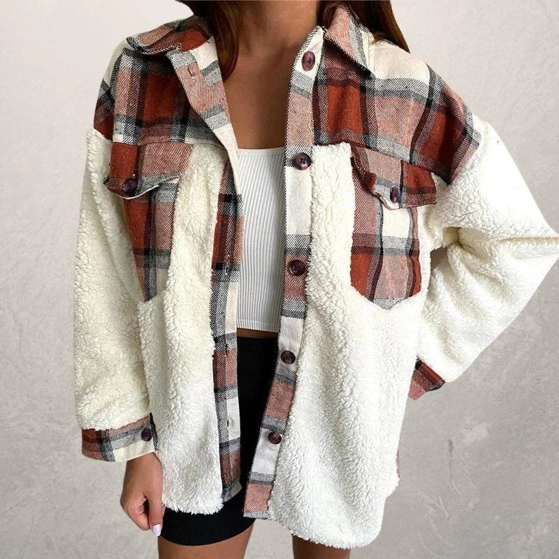 Women’s winter plaid jacket with hood – women