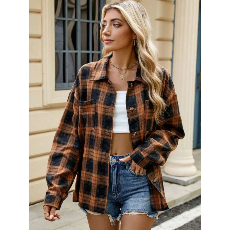 Milano women's checked blouse made of high-quality cotton