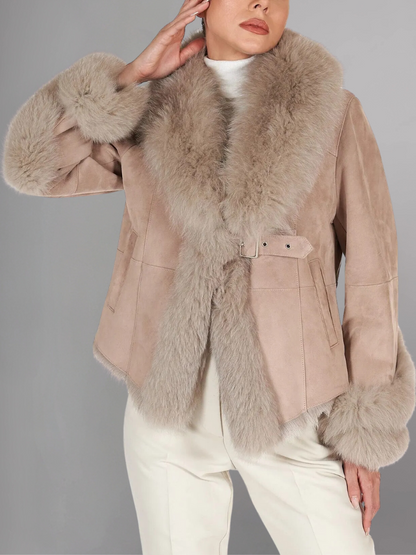 Elbow Street Fashion Winter Shearling Leather jacket