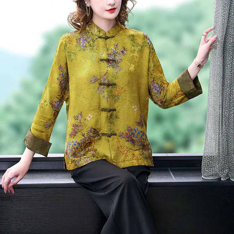 Moriah classic silk coat with buttons – women