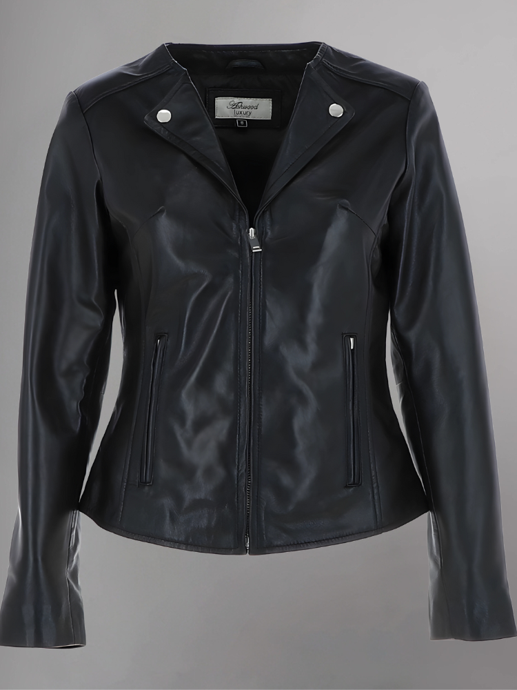 Women’s Distressed Brown Biker Leather Jacket