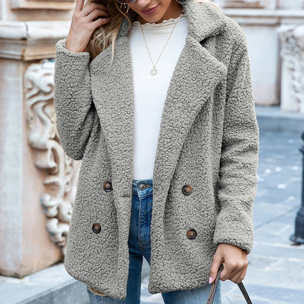 Mid-length double-breasted coat – women