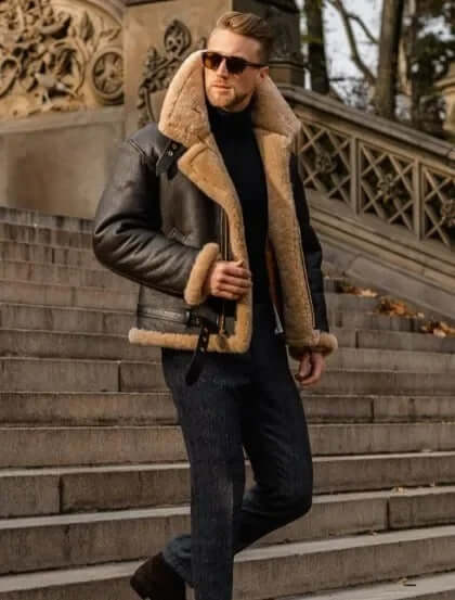 Shearling sheepskin flying jacket – men