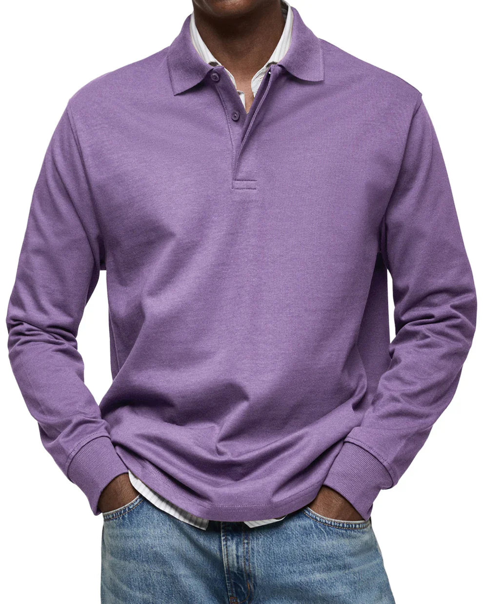 Dewey simple long-sleeve polo shirt – men