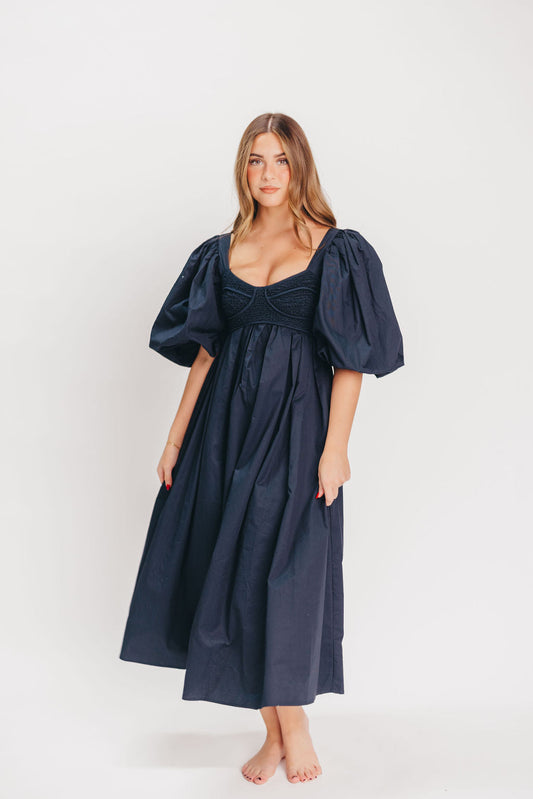 Harlow Maxi Dress in Navy - Bump Friendly