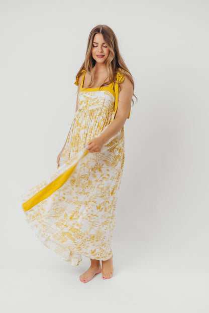 Sunny Floral Maxi Dress with Tie Straps in Goldenrod