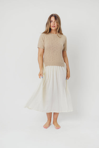 Virginia Knit Midi Dress in Taupe