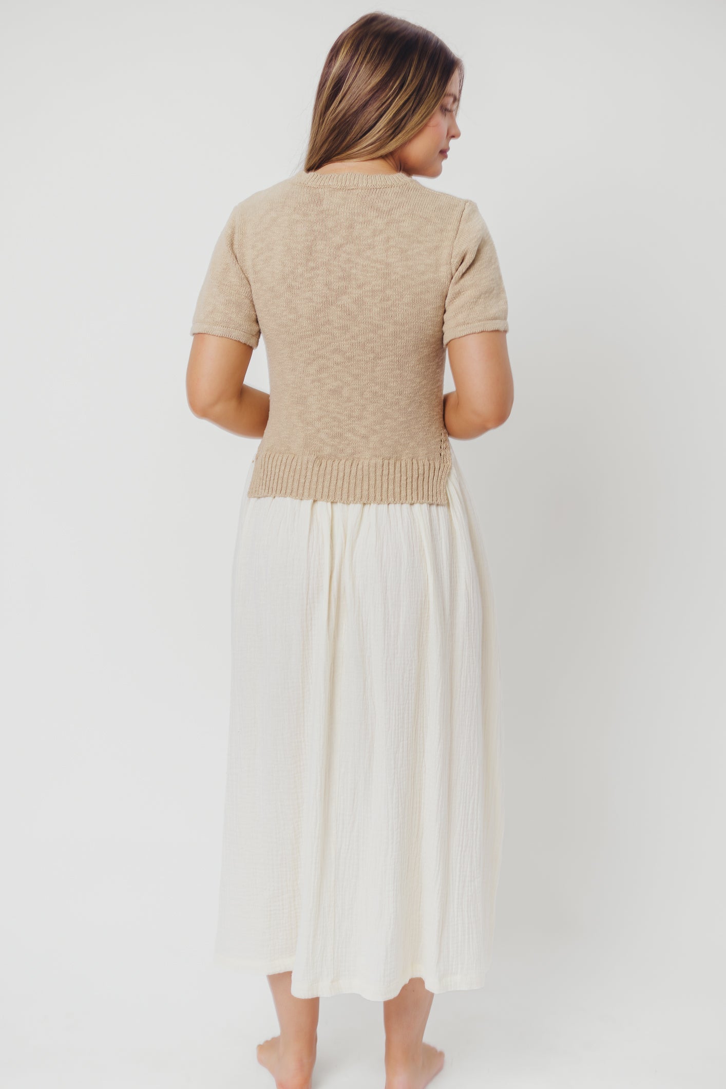 Virginia Knit Midi Dress in Taupe