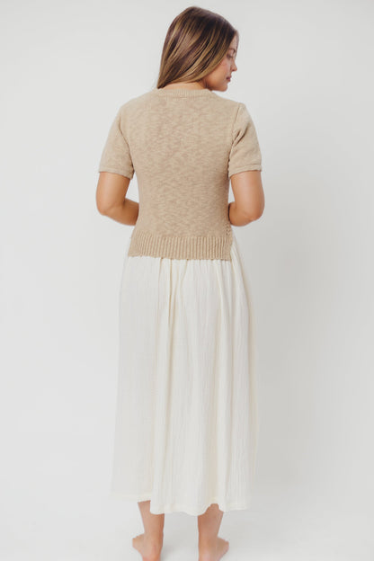 Virginia Knit Midi Dress in Taupe