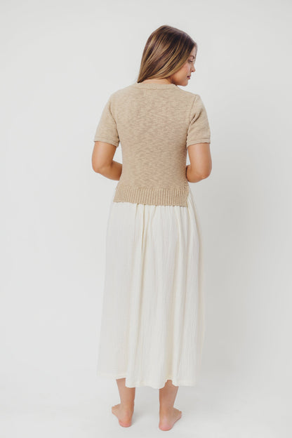 Virginia Knit Midi Dress in Taupe