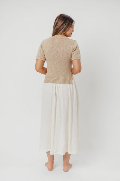 Virginia Knit Midi Dress in Taupe