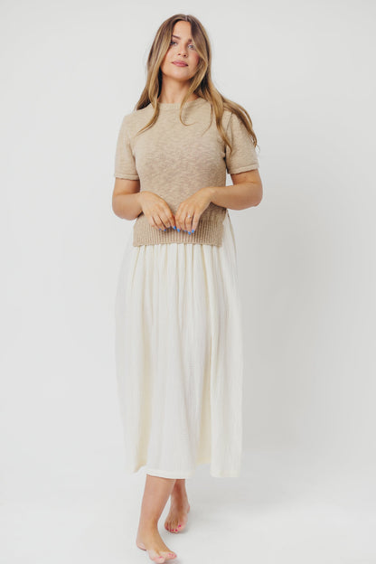 Virginia Knit Midi Dress in Taupe