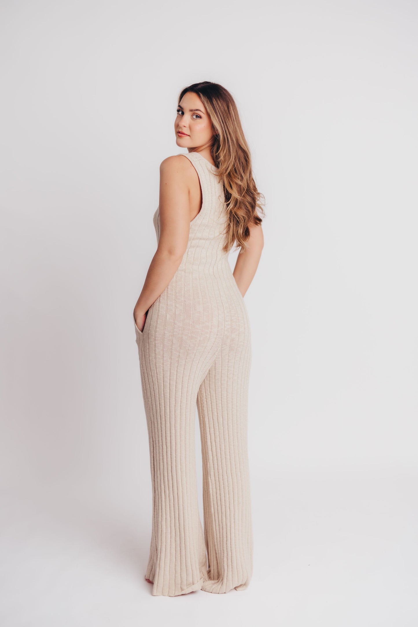 Easy Summer Days Knit Jumpsuit in Natural - Bump Friendly