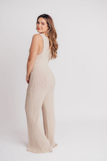 Easy Summer Days Knit Jumpsuit in Natural - Bump Friendly