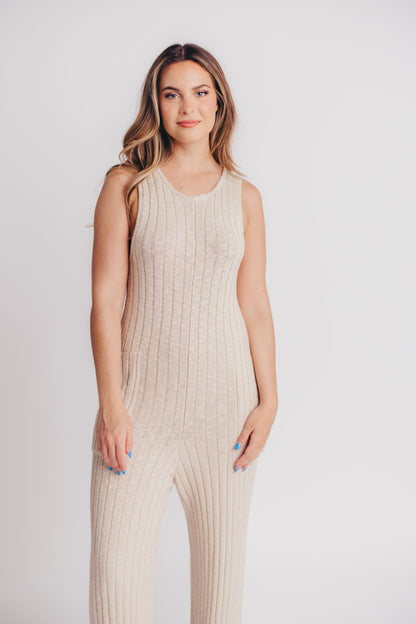 Easy Summer Days Knit Jumpsuit in Natural - Bump Friendly