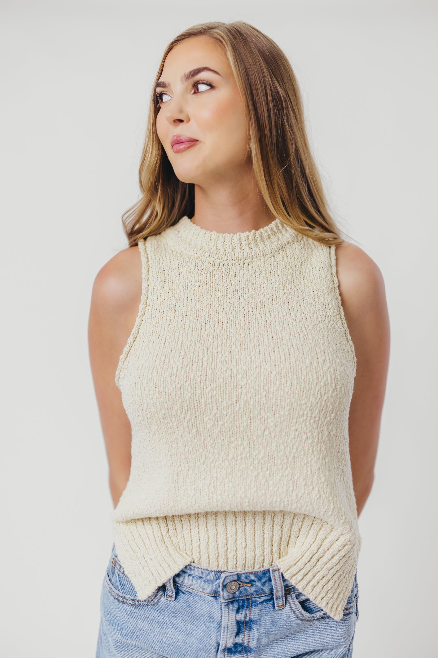 Nora Chunky Knitted Tank in Beige