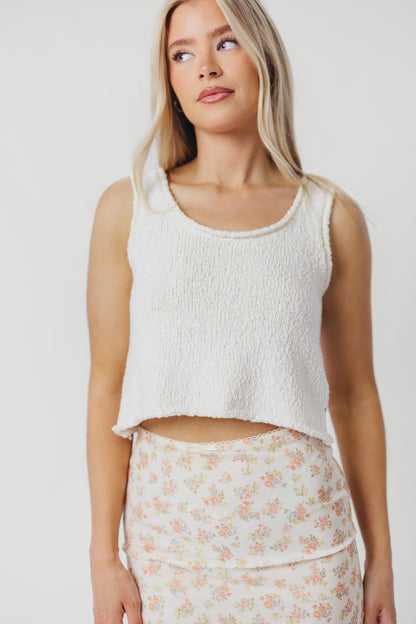 Josie Textured Knit Cropped Tank in White