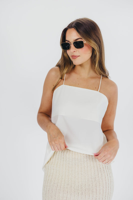 Perrie Top with Dainty Crisscross Detail in Cream