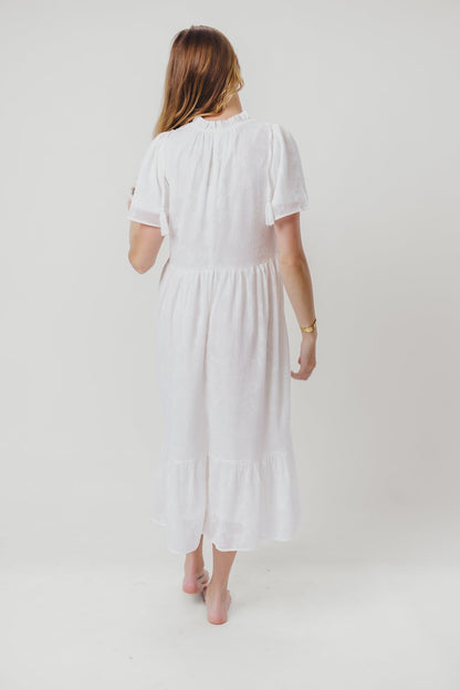 Katie Textured Midi Dress in Off-White