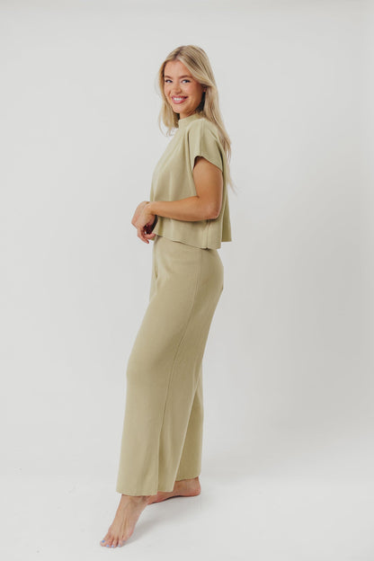 Tripp Knit Top and Pant Set in Avocado