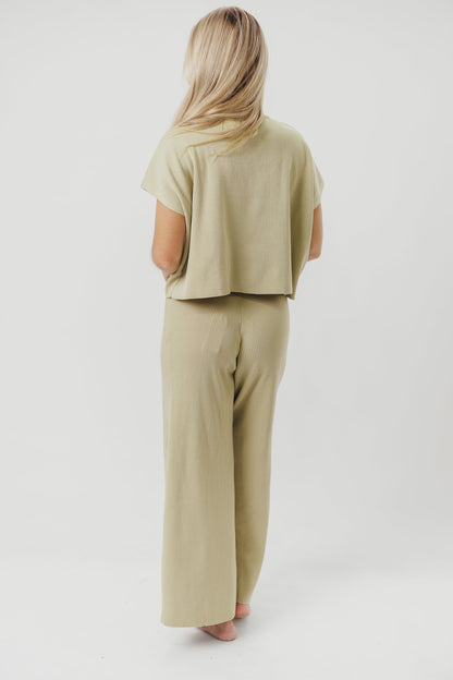 Tripp Knit Top and Pant Set in Avocado