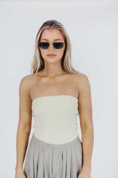 Carmen Ribbed Knit Tube Top in Cream