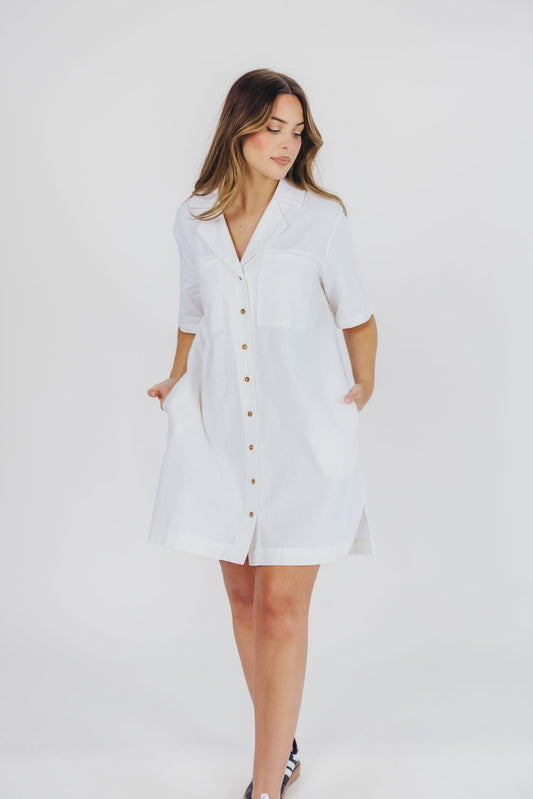 Kristen Button-Up Shirt Dress in Cotton - Nursing Friendly