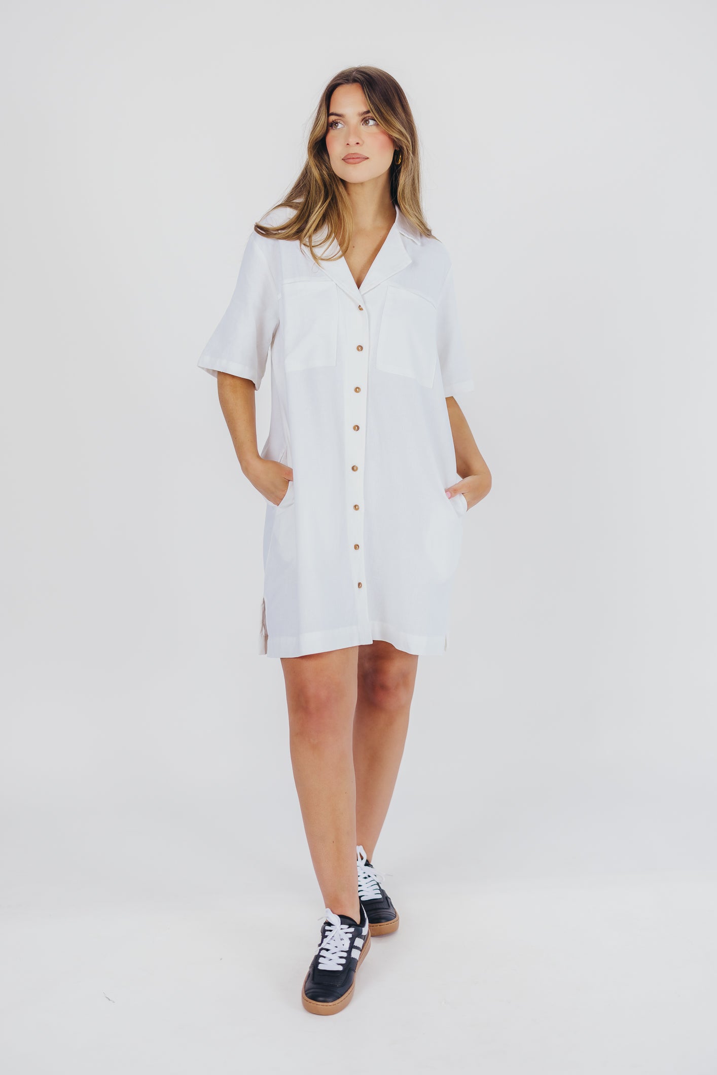 Kristen Button-Up Shirt Dress in Cotton - Nursing Friendly