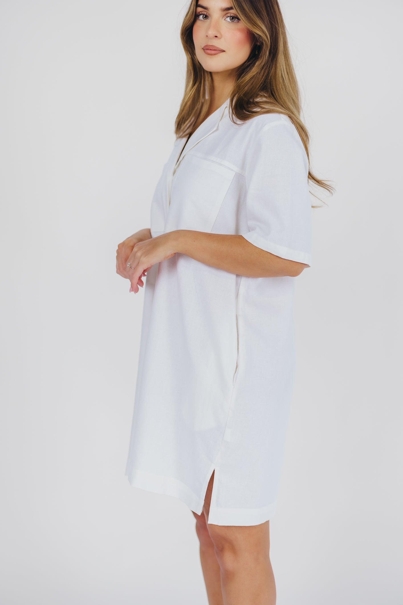 Kristen Button-Up Shirt Dress in Cotton - Nursing Friendly