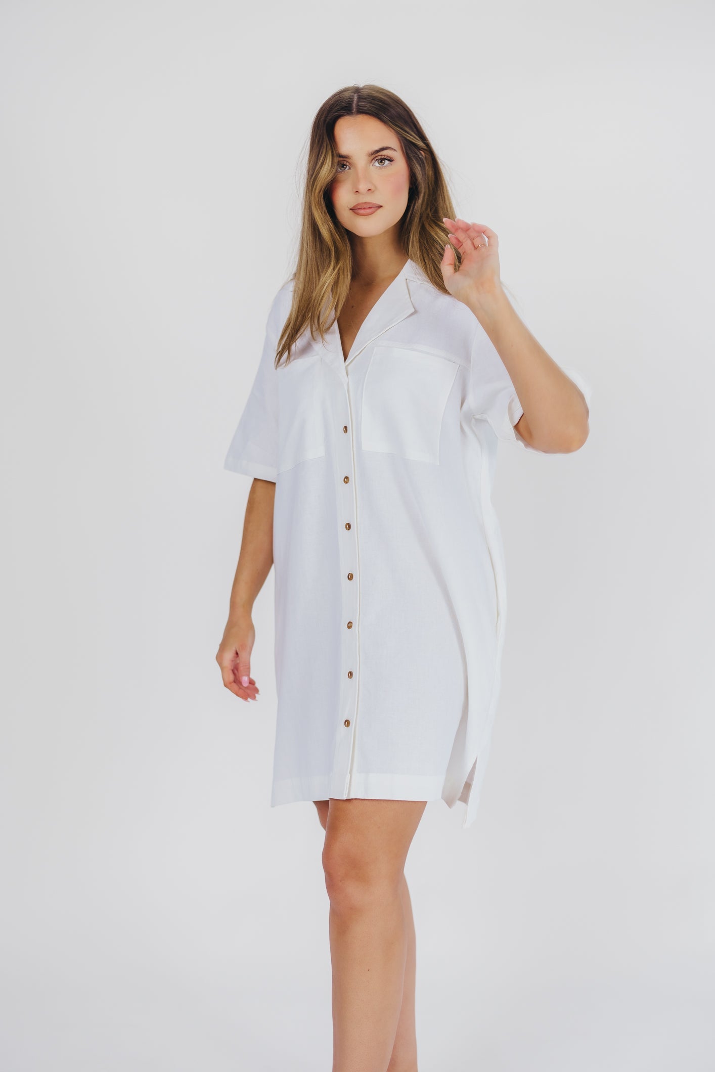 Kristen Button-Up Shirt Dress in Cotton - Nursing Friendly