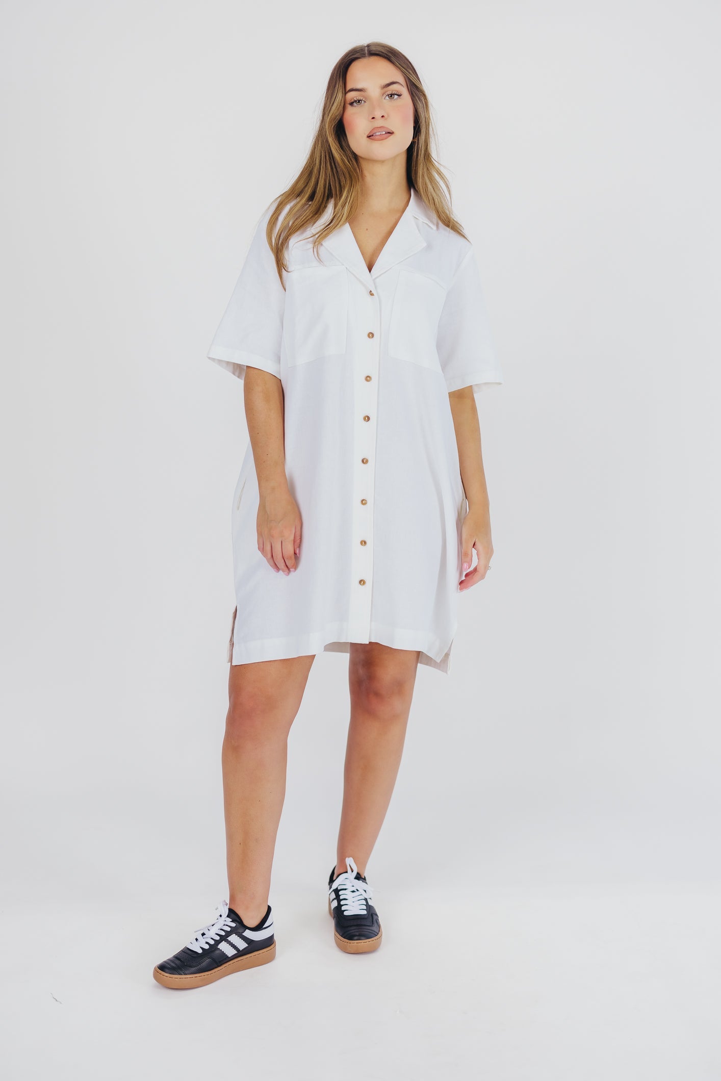 Kristen Button-Up Shirt Dress in Cotton - Nursing Friendly