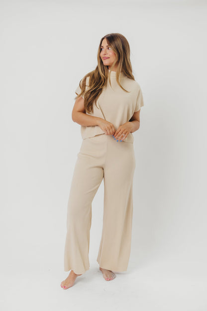 Tripp Knit Top and Pant Set in Natural