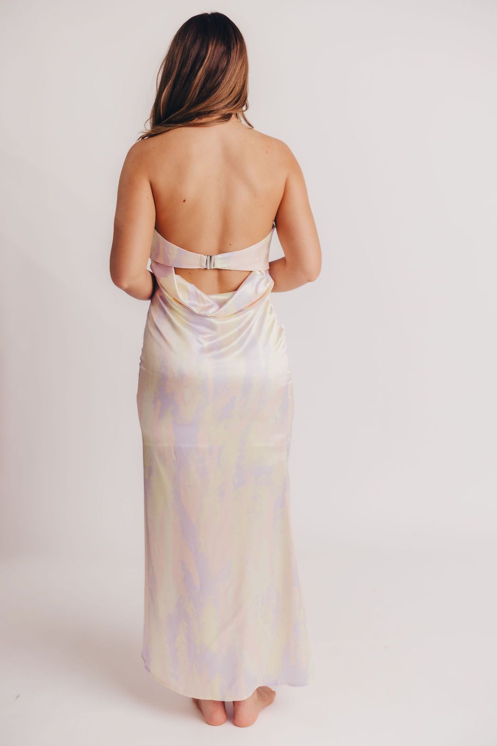 Disco Strapless Slip Dress with Back Clasp in Pastel