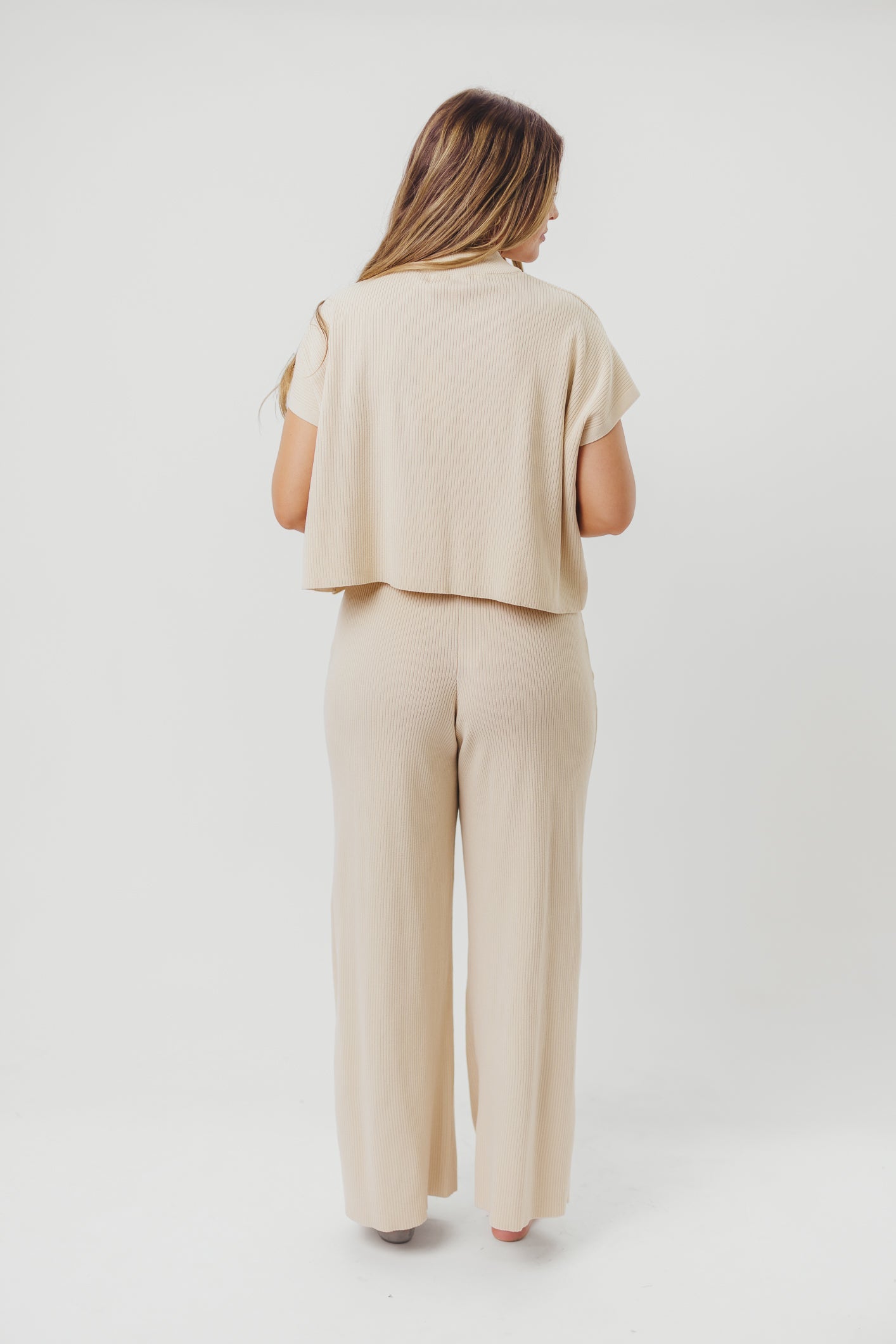 Tripp Knit Top and Pant Set in Natural