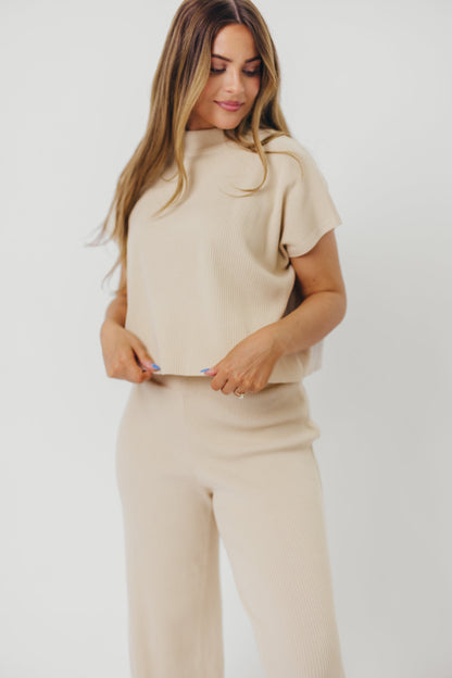 Tripp Knit Top and Pant Set in Natural