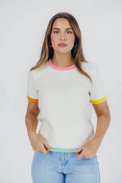 Lillian Color-Block Sweater Top in Ivory (XS-L)