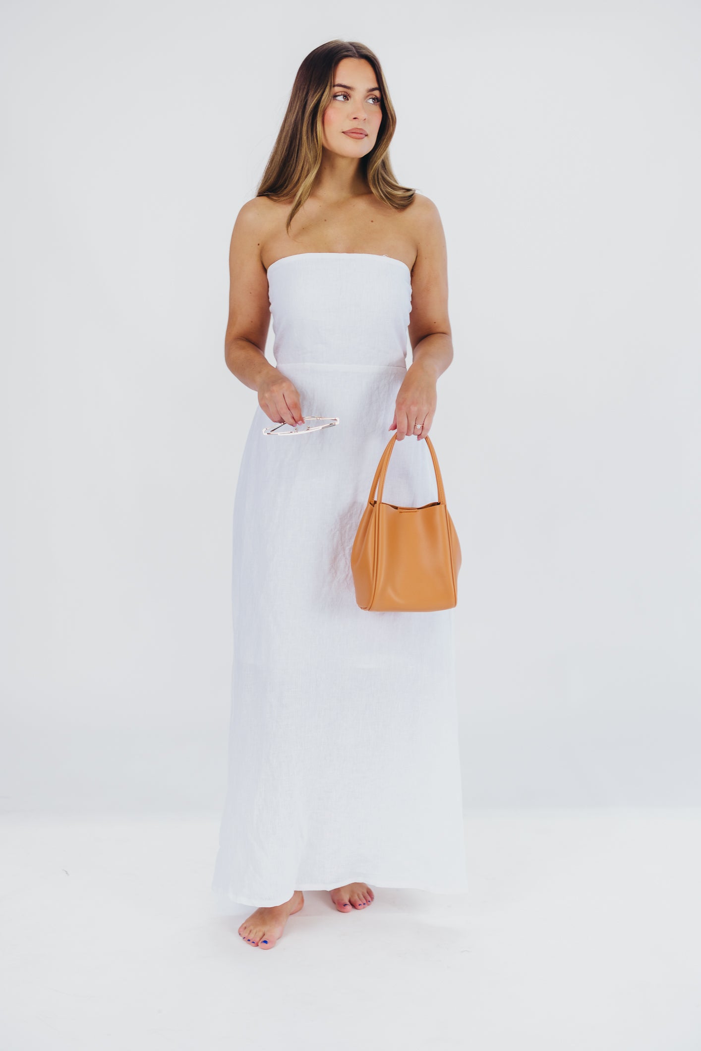 Blair Linen Maxi Dress in Off-White