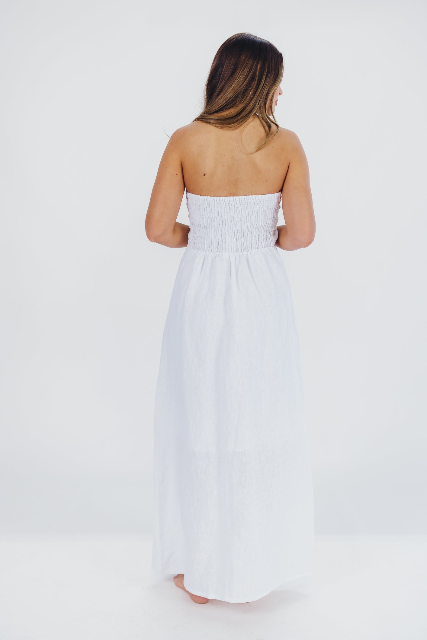 Blair Linen Maxi Dress in Off-White