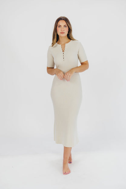 Samantha Button Front Maxi Dress in Ivory