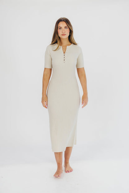 Samantha Button Front Maxi Dress in Ivory