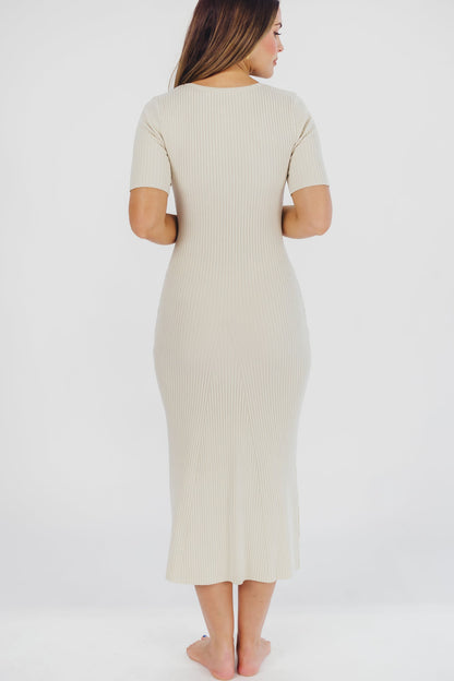 Samantha Button Front Maxi Dress in Ivory